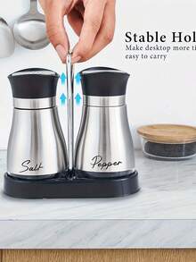 2件套银/黑色盐和胡椒瓶套装，调味瓶，玻璃香料罐，厨房调料架，盐罐，可爱户外野餐烧烤调味瓶，厨房配件，厨房糖罐，盐和胡椒套装，厨房装饰 - 彩色 - 查看 7