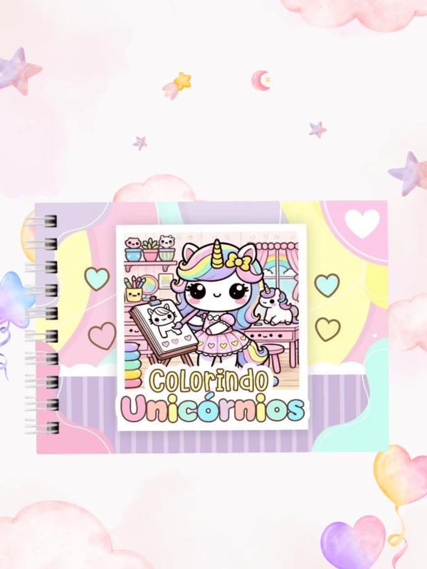 Livro de Colorir de Unicórnio Capa Dura 48 Páginas 180g Páginas A5 Volta às Aulas