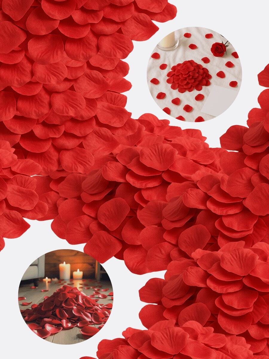 1000 Artificial Rose Petals For Romantic Parties - 紅色 - 查看 1