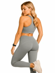 Kit 3 Women's Swim Top With Thick Straps, Suplex Basic, Smooth, Without Pads For The Gym - 灰色 - 查看 5