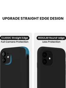 三合一手机壳，[直边][摄像头保护]硅胶升级防震壳，包含[2张屏幕保护膜]，磨砂软壳，黑色，钢化玻璃防水防震防刮