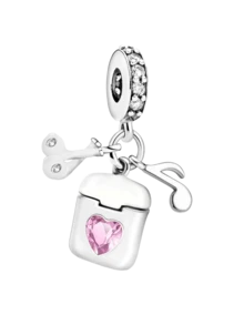 1pc Fashionable 925 Sterling Silver Shiny Heart Shaped Pendant, Suitable For Women Jewelry DIY Bracelet - Silver - View 7