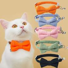Adjustable Cat Collar With Detachable Bow Tie, Suitable For Medium & Small Cats & Dogs - Multicolor - View 2