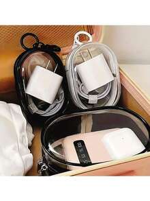 1 Portable Mini Transparent Zipper Storage Bag, Multifunctional Jewelry Device Storage Box, Suitable For Headphones, Charging Case, Keychain, Ring, Transparent Travel Accessory Bag, Portable Sanitary Napkin Storage Bag, Women's Menstrual Handkerchief Bag, Toiletries Bag - Multicolor - View 6