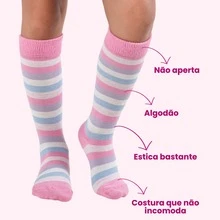 Children's Socks Kit Girl 3/4 Cotton Long Shaft Galochita Colorful Striped Women's Fashion Thick - 5 什錦 - 查看 6