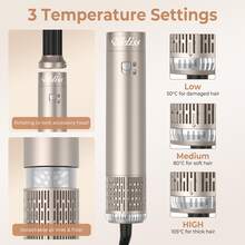 UKLISS Hair Styling Tools Set - High Speed ​​Air Drying System, Hot Air Brush, Curling Iron, Round Straightening Brush, Volumizing Dryer - For Wet/Dry Hair, EU Plug, No Battery, Hair Styling Tool Set | Stylish Hair Styling Tool | Durable Hair Care Set, Hair Styling Tool Set - EU C Type Plug(220-240V) - View 11