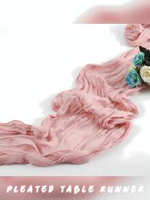 1 Piece Pink Pleated Table Runner, Foldable Solid Color Tablecloth, Pink-Themed Birthday & Wedding Decoration, Holiday Home & Party Table Arrangement, Gift For New Year, Christmas, Halloween And Other Festivals, Suitable For Weddings / School Homecoming Ceremonies, Christmas Decoration, Halloween, Father's Day