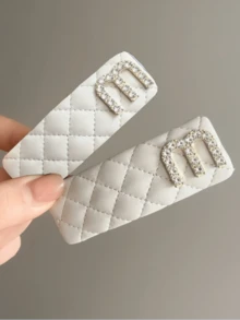 2个装女士水钻字母装饰时尚发夹，休闲发夹，爪夹，发卡，学习用品，发饰，派对，头部饰品，发夹 - 彩色 - 查看 13