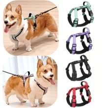 1 pièce Harnais pour animaux de compagnie pour l'extérieur, doux et confortable, respirant. Harnais réfléchissant ajustable anti-rupture pour chiens de petite et moyenne taille pour la promenade et le jogging - Multicolore - Voir 2