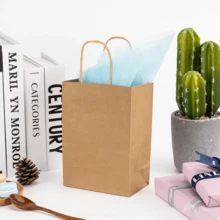 100Pcs Gift Bags 8.3x4.3x10.6 Kraft Brown Paper Gift Bags With Handles Bulk For Wedding, Party Favor, Grocery, Shopping, Retail, Merchandise Medium Paper Sacks - Lạc đà nhỏ - Xem 10