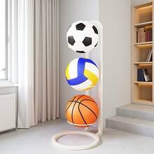 Versatile Multi-Sport Ball Storage Rack For Home Use – Sturdy Organizer Shelf For Basketball, Football, Volleyball, And Sports Balls, Space-Saving Display Rack, Easy-Install Home Gym And Family Room Mount, Durable, Neat, Modern Organizer For Adults - White - View 2