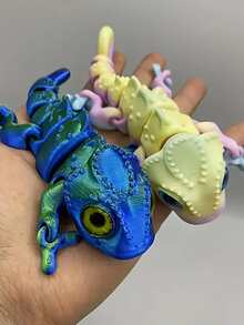 1 件可摆动变色龙雕像，3D 打印逼真蜥蜴模型，栩栩如生的眼睛，灵活的关节，创意收藏礼物，塑料材质 [眼睛颜色随机] - 彩色 - 查看 8