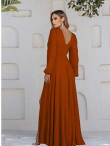 Scarlet NM Nana Marie Terracotta Long Dress Women's Terracotta Dress - 紅陶 - 查看 2