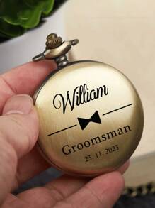 Personalized Pocket Watch, Engraved Pocket Watch, Groomsman Gift, Groom's Father Gift, Father's Day Gift, Wedding Gift