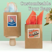 100Pcs Gift Bags 8.3x4.3x10.6 Kraft Brown Paper Gift Bags With Handles Bulk For Wedding, Party Favor, Grocery, Shopping, Retail, Merchandise Medium Paper Sacks - Lạc đà nhỏ - Xem 7