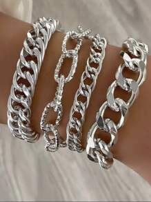 Set de 5 piezas de pulseras minimalistas punk vintage con cadena de monedas y flores, regalo para mujeres, adecuado para vacaciones, citas y uso diario