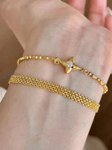 1pc Minimalist Vintage Style 925 Sterling Silver Bracelet, Elegant Jewelry Gift For Women, Suitable For Party, Birthday Or Daily Wear - Designer Ribbon Bracelet - View 6