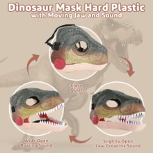 Dino Mask Moving Jaw Hard  Halloween Face Mask For Party Cosplay Props - Green - View 3