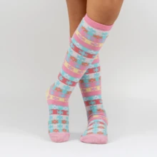 Children's Socks Kit Girl 3/4 Cotton Long Shaft Galochita Colorful Striped Women's Fashion Thick - 5 什錦 - 查看 4