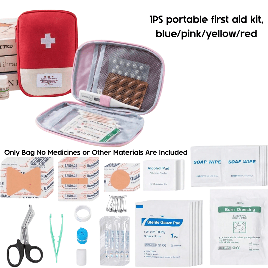 1 Bolsa de tela multifuncional pequeña para medicamentos, kit de emergencia médica portátil, bolsa de viaje para medicamentos, bolsa de almacenamiento de medicamentos de emergencia para dormitorio (opcional en varios colores) para bolsa de equipo de emergencia