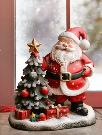 1 Stück, 2 Stücke Weihnachts-Harzornamente, Weihnachtsmann und Weihnachtsbaum Ornamente, Wohnzimmer und Schlafzimmer Dekorationen