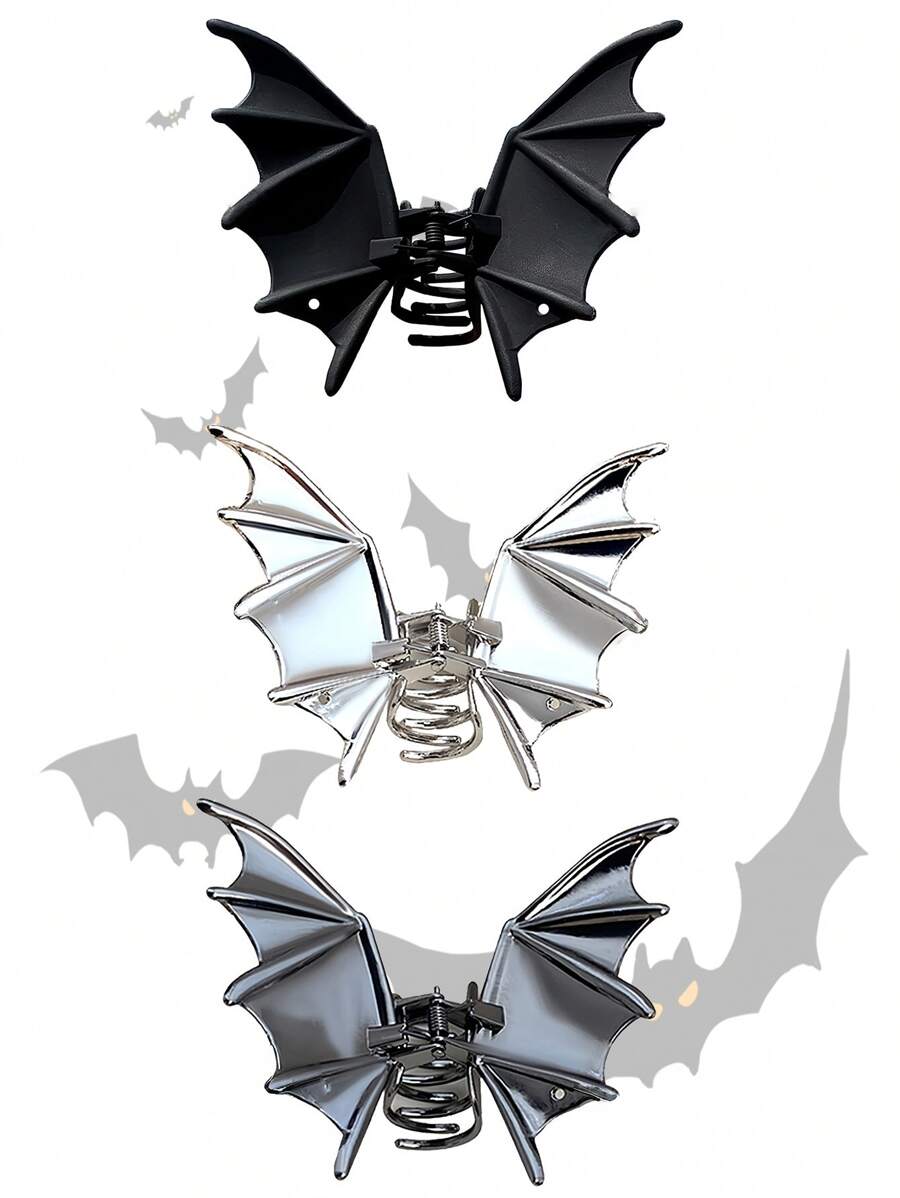 Pinza para el cabello con diseño de murciélago de Halloween - Pasador de cabello gótico y adorable para mujeres, pinza de metal tipo caimán para coleta, moño y recogidos, accesorios para el cabello de fiesta y festivales, accesorios de otoño, pasadores de cabello con diseño animal, accesorios de invierno