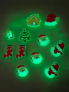 Phụ kiện giày phát sáng làm quà tặng Giáng sinh, Phụ kiện giày ông già Noel phát sáng trong bóng tối 7 chiếc - Nhiều màu - Xem 2