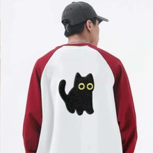 1 pieza/8 piezas Parches de planchar de gato negro con diseños divertidos de memes, animales de dibujos animados lindos con cuchillo y pan, para coser, reparar, bordar, aplicar, estética, gatito, manualidades DIY, accesorios, regalos para amantes de las mascotas, ropa, mochila, sombrero (Brindándote efectos visuales inesperados)