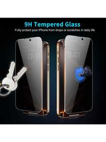 Yezodawee 2pcs Privacy Screen Protector For Samsung Galaxy A16 5G/A15/A14/A55/A54A/34, Upgraded 25° Anti-Spy Tempered Glass Screen Protector, Compatible With IPhone 17 Pro Max/17 Pro/17 Air/17/16 Pro Max/16/16 Pro/16 Plus/15/14/13/12/11/XR/XS Max, Anti-Scratch, Privacy Screen Protector - Black - View 3