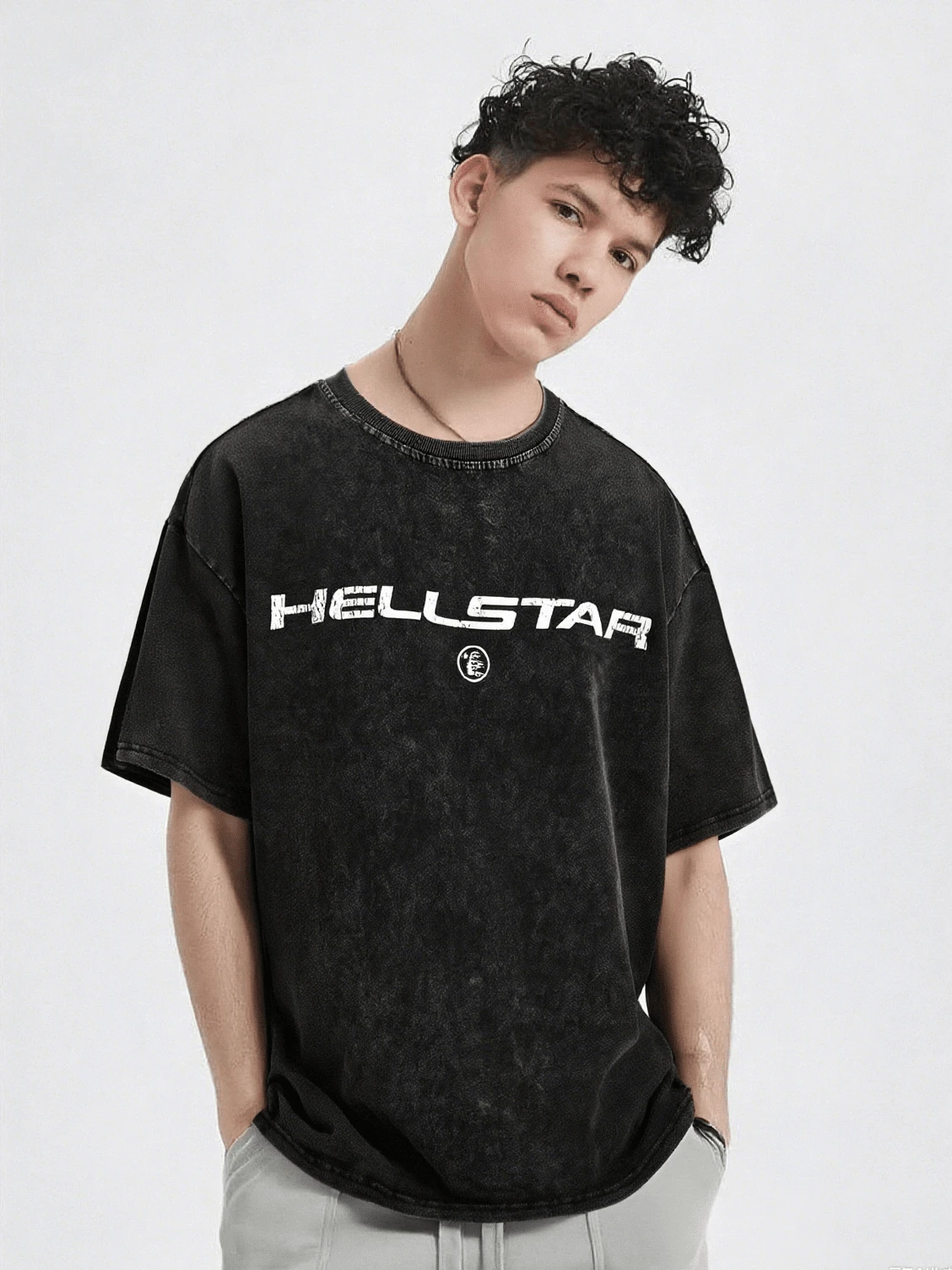 Retro Tie-Dye Crewneck Short Sleeve Casual T-Shirt For Men - 黑色 - 查看 1