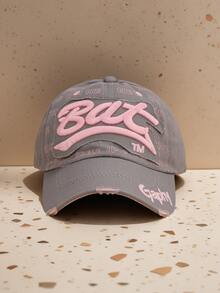 男女通用户外休闲棒球帽，女式字母刺绣运动太阳帽，适合户外、旅行、日常穿着、返校礼物 - 灰色 - 查看 1