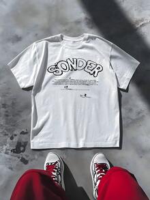 Sonder Graphic Print Short Sleeve T - Shirt,Comfortable Casual Short Sleeve, 220 Grams Heavyweight Cotton Printed T-Shirt - 白色 - 查看 1