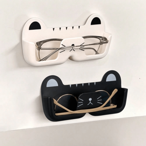 1/2pcs Wall-Mounted Sunglass Organizer, Cute Cat-Shaped Sunglasses Holder, Space Saving Eyeglasses Display Stand, Punch-Free Glasses Storage Rack For Entryway, Living Room, Bedroom, Bathroom, Office, Dorm. Home Decor.
