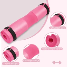 1 pieza Almohadilla de espuma gruesa para barra - Almohadilla para barra para sentadillas, elevaciones de cadera y zancadas - Almohadilla de apoyo de espuma para barra de sentadillas y hombros para mayor comodidad, perfecta para entrenamiento en el gimnasio, levantamiento de pesas - Negro, Rosa