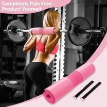 1 pieza Almohadilla de espuma gruesa para barra - Almohadilla para barra para sentadillas, elevaciones de cadera y zancadas - Almohadilla de apoyo de espuma para barra de sentadillas y hombros para mayor comodidad, perfecta para entrenamiento en el gimnasio, levantamiento de pesas - Negro, Rosa