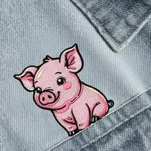 Parche de cerdo bebé lindo para planchar - Aplique bordado de animales felices y divertidos Parches de cerdo para planchar o coser en agujeros, ropa, jeans, sombreros, mochilas, prendas. También es una buena opción para regalar (te brindará efectos visuales inesperados)