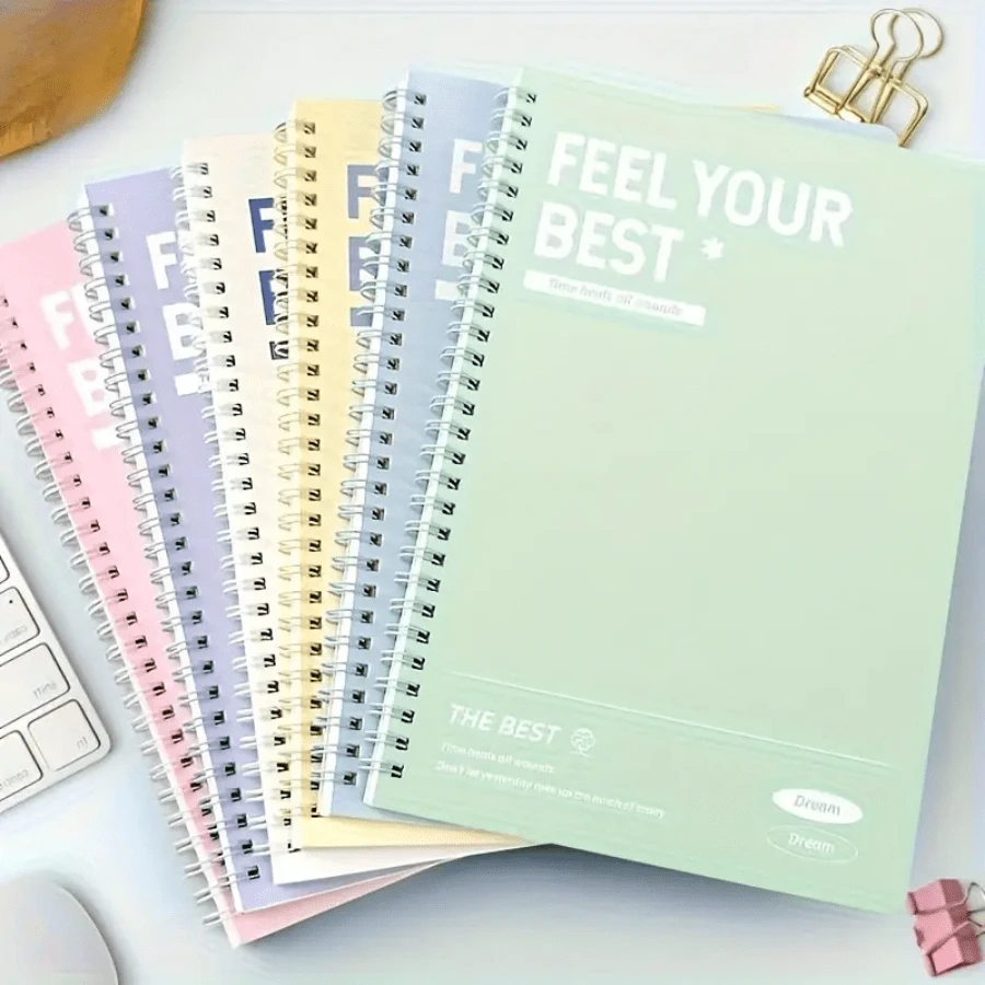 6 pièces Cahiers spirales de couleur macaron, format A5 de haute qualité, grande capacité pour la prise de notes en classe, fournitures scolaires de rentrée