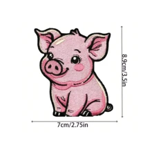 Parche de cerdo bebé lindo para planchar - Aplique bordado de animales felices y divertidos Parches de cerdo para planchar o coser en agujeros, ropa, jeans, sombreros, mochilas, prendas. También es una buena opción para regalar (te brindará efectos visuales inesperados)