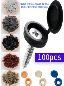 50/100pcs Plastic Decorative Self-Tapping Screw Caps - Durable Plastic, Cross-Head Design, With Flat Washer And Nut, Extremely Sturdy Screw Fold Cover Caps, Nut Covers, Exterior Decoration For Home And Office Organization, Available In Black, White, Beige, Brown And Gold, Screw Cap Organizers, Christmas Decorations, Ideal Christmas Gifts - Multicolor - View 3
