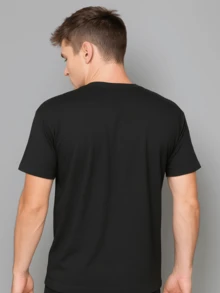 Camiseta Básica Masculina Algodão Confortável Alta Qualidade - Preto - Visão 3