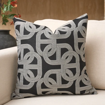 1 件套奢华装饰枕套，纹理几何方形沙发垫套，适用于客厅、家居装饰、现代编织抱枕套（无填充物）