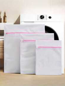 1pc/3pcs Laundry Mesh Bag - Large Washing Machine Bag For Underwear, Delicate Clothes & Summer Tops - trắng - Xem 8