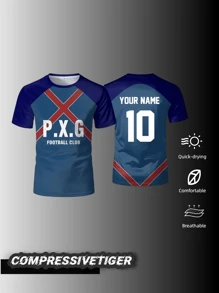 Customizable P.X.G Blue Lock Japanese Anime Jersey Football Uniform No.9 Rin Shidou Cosplay T Shirts Men's And Women's Casual Sports Tops Personalized Name & Number Print Front/Back, Quick-Dry Breathable For Football, Volleyball, Gym - Spring/Summer Wear. Halloween, Thanksgiving, Christmas And New Year Gifts - Blue - View 2