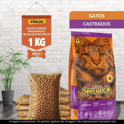 Ração Special Cat Gatos Adultos  Castrados a Granel – Sabor Frango | 32% Proteína | Embalagem Selada por Quilo