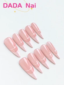 10片手工亚克力美甲贴纸，美甲用品，长指甲贴纸，长指甲，尖指甲，粉色指甲，白色指甲油，法式美甲，线条，极简美甲，海滩必备，可爱，夏季美甲，返校季，假指甲，美甲贴纸，美甲用品，包含美甲工具，适合女性和女孩 - 彩色 - 查看 3