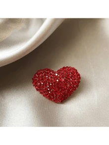 1 Stück elegante rote Herz-Kristall-Brosche - Vintage-Stil Legierung Brosche - besetzt mit funkelnden Strass-Steinen, geeignet für Anzüge, Pullover, Kleider, perfekt für lässige Outfits, Halloween, Halloween-Accessoires, Lehrertag