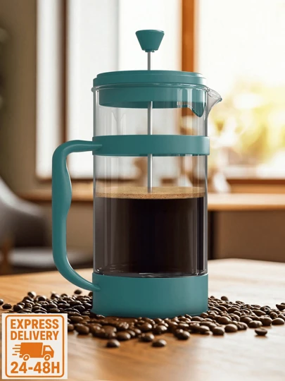 Kichly [ EXPRESS DELIVERY ] 350 Ml French Press Coffee Maker & Tea Infuser With Triple Micro-Mesh Stainless-Steel Filters, Heat-Resistant Borosilicate Glass Carafe Inside Insulated Non-Slip Plastic Frame, Premium Odor-Free Steel Plunger & Detachable Infuser Basket, Reusable Coffee Press Brewer For Home, Office & Travel, Premium Grind-To-Cup Flavor Extraction System, Reusable Filters, Stylish Modern Kitchen Gadget In Grey, Aqua, Black, Plum & Red