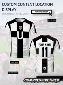 足球主题 VL Replika 动漫蓝色锁扣全印花短袖T恤 Cosplay 男士T恤 可定制男士训练上衣 - 前后可个性化印制姓名和号码，速干透气 - 红蓝球迷风，适合足球、排球、健身 - 春夏穿着。万圣节、感恩节、圣诞节和新年礼物。