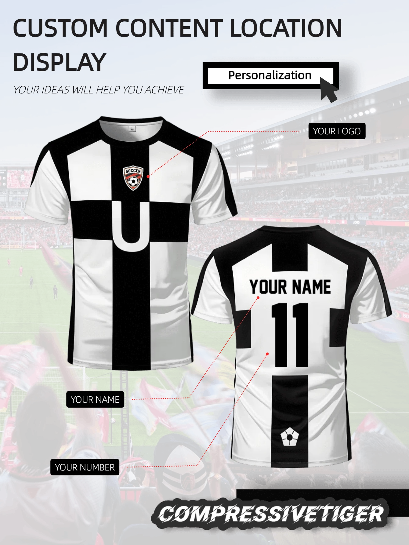 足球主题 VL Replika 动漫蓝色锁扣全印花短袖T恤 Cosplay 男士T恤 可定制男士训练上衣 - 前后可个性化印制姓名和号码，速干透气 - 红蓝球迷风，适合足球、排球、健身 - 春夏穿着。万圣节、感恩节、圣诞节和新年礼物。