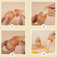 2 peças/1 peça 60ml/2,03oz Conjunto de Mamadeira Miniatura de Silicone para Bebê + Bico de Silicone, Imita a Amamentação, Mamadeira Anti-Cólica, Silicone Macio para Recém-Nascidos, Ótimo Presente para Recém-Nascidos - Multicolorido - Visão 8